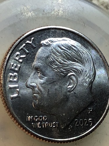 2025 Roosevelt dime Doubled Die Reverse DDR error showing visible doubling on ONE DIME lettering and torch area