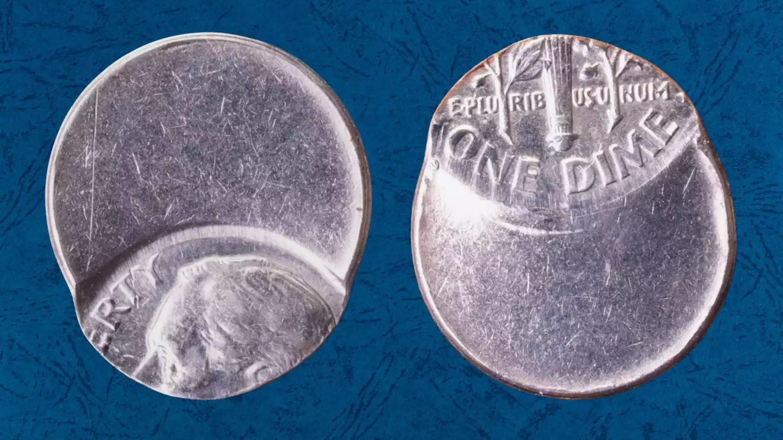 2025 Roosevelt dime broadstrike error showing coin spread wider than normal diameter with absent collar reeding